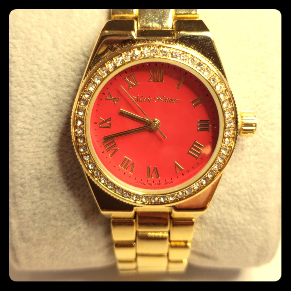 Mark Haimer Dressy  Fashion  CZ Gold Watch